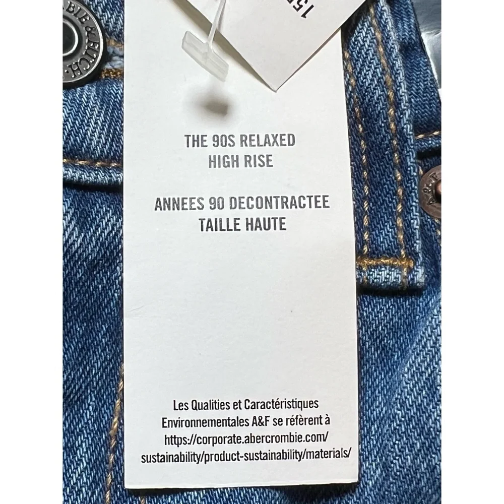 Abercrombie & Fitch The 90’s Relaxed High Rise jeans waist 27” NWT $90 - Picture 12 of 13